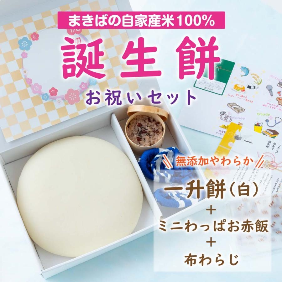 一升餅 誕生餅 ふみもち 1歳お祝い 白のみ１升　赤飯 わらじ 風呂敷 えらびとりカード お名前誕生日入 お餅レシピ 小分け袋付