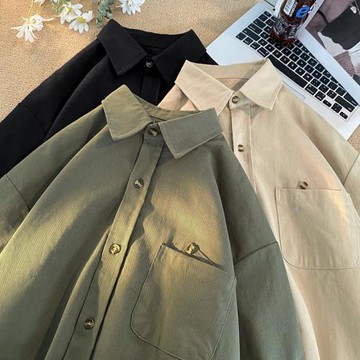 日系復古工裝短袖襯衫男款夏季胖子大碼寬松休閑潮牌潮流半袖襯衣