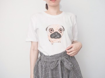 短袖T-shi巴哥修身女T動物遊園地(我是愛瓜) 短T情侶裝T恤熱賣