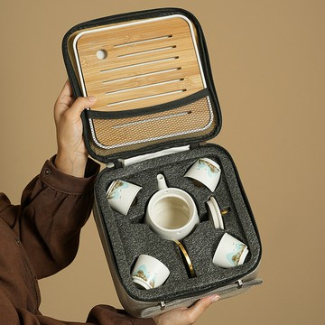 一壺四杯戶外旅行茶具套裝便攜式包泡茶壺茶杯一兩人用快客杯禮品