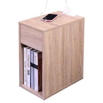 【BuyJM】漂流木紋低甲醛單抽附插座床頭櫃/邊櫃漂流木紋