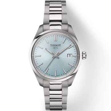 TISSOT 官方授權 PR100 簡約時尚女錶 開學新裝備-冰川藍/34mm T1502101135100