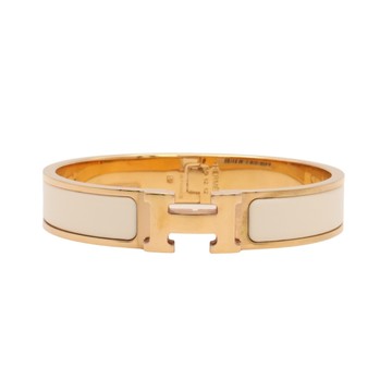 HERMES 愛馬仕 Clic H手環 白色 琺瑯 金色 鍍金 二手精品 【二手名牌BRAND OFF】