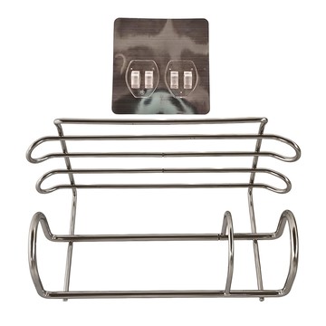 Easy 易立家 無痕掛勾洗碗精架 防水防鏽 超強黏性  不鏽鋼架15 x 8.5 x 8cm + 貼片8 x 8cm  玫瑰金  1個