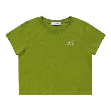 韓國 MUCENT SIGNATURE BACK LOGO CROP 韓國製 短版背後圓形Logo短袖上衣 橄欖綠 OLIVE