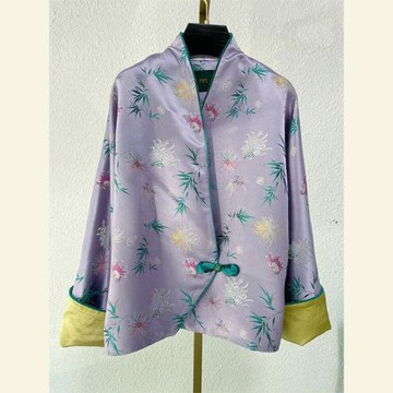 別致獨特紫色高級感印花春季唐裝