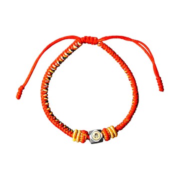 財神小舖 梵文五色線手鍊 925純銀+純銅  生肖雞 不動明王 本命佛 紅色