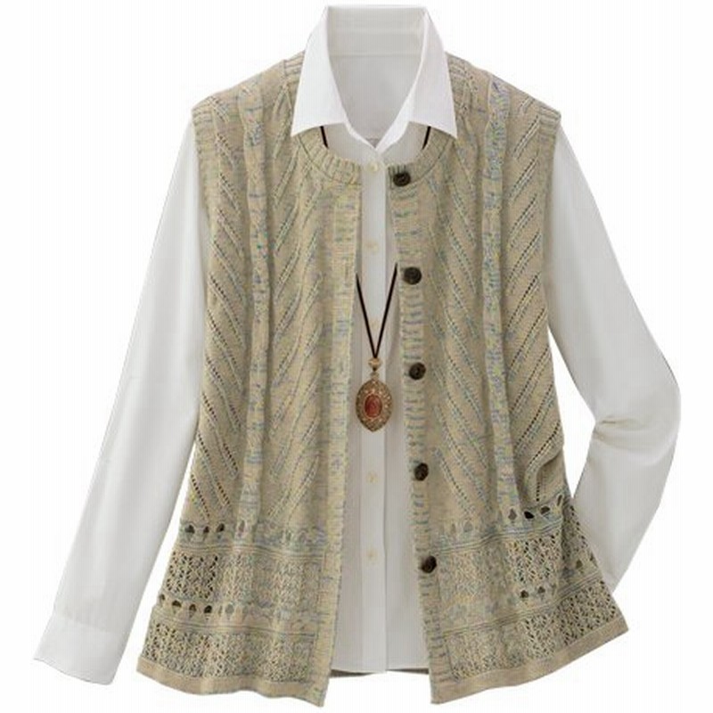 春夏 日本製 かすりサマーニットベスト ベージュ系 前開きベスト レディース 婦人服 ミセス シニア 女性 前ボタン 上品 シニアファッション P210 通販 Lineポイント最大0 5 Get Lineショッピング