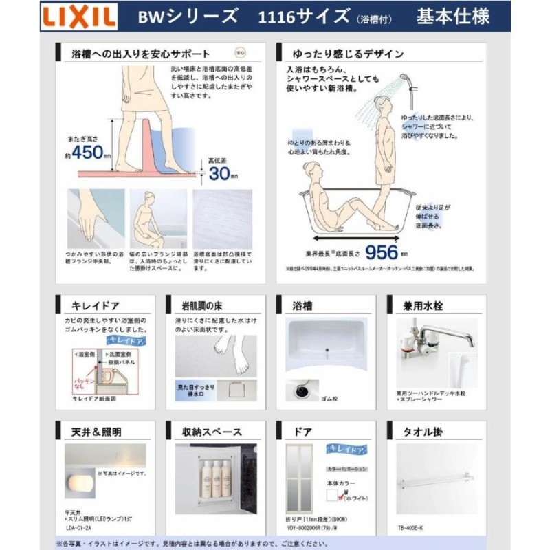 LIXIL 写真セット BWシリーズ 1116サイズ 集合住宅用ユニットバス