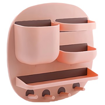 自有品牌 多功能圓盤帶掛勾 免釘黏貼式多層收納掛架  1個