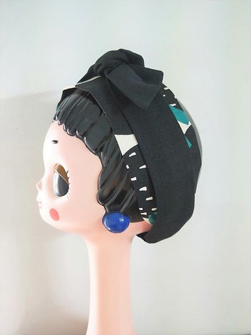 雙層髮帶寬版-樂趣-土耳綠黑