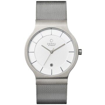 OBAKU雅緻時刻都會簡約中性腕錶-白/38mm