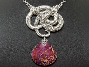 銀紫色淚珠水紋石帝國碧玉吊墜項鍊首飾