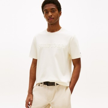 【Tommy Hilfiger】雙面針織浮雕標誌 T 恤_裸色