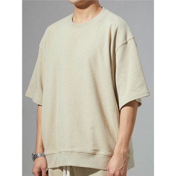 BPCALL成衣染倒三角T恤純棉華夫格寬松百搭棉系重磅短袖男女同款