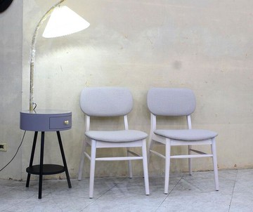 【歐風別館】夏沐洗白色實木貓抓皮餐椅【2張桃園免運費】