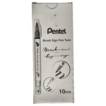 Pentel 飛龍文具 Brush Sign Pen Twin 雙頭柔繪筆 SESW30C-T 10支裝  1色  1盒