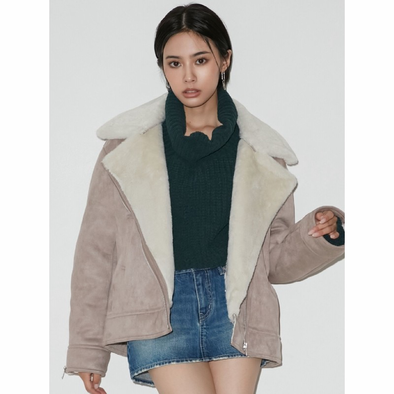 GYDA ミディフェイクムートンライダースジャケット トップス 2