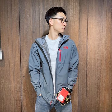 美國百分百【The North Face】連帽外套 TNF 夾克 防風防水透氣 GORE-TEX 灰色 S號 E646