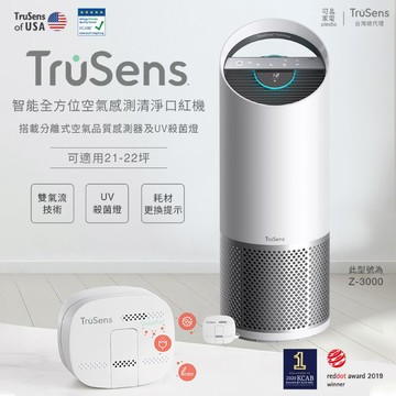 【可易家電】美國 Trusens「口紅機」Z3000 雙氣流UV殺菌空氣清淨機【搭載分離式空氣品質感測器】