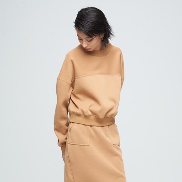 【VOUX】剪邊短版衛衣(女)-(菸草棕/香檳白/無煙煤黑)