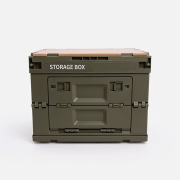 軍風綠 摺疊木天板收納箱 小 36x26x28cm