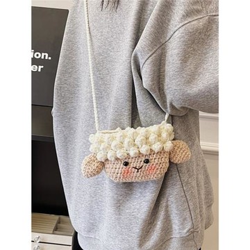 小眾可愛小羊毛線包包女2024新款兒童卡通百搭手工針織洋氣斜挎包