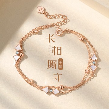純銀手鏈女ins小眾設計時尚簡約母貝手飾輕奢高級年新款首飾