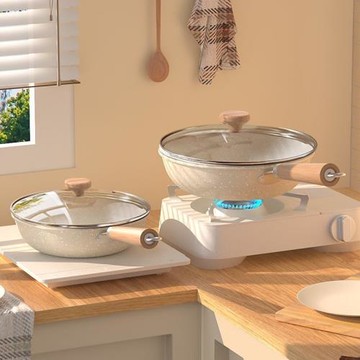 【嚴選】麥飯石炒鍋不粘鍋炒菜鍋家用煎炒平底鍋電磁爐燃氣灶通用