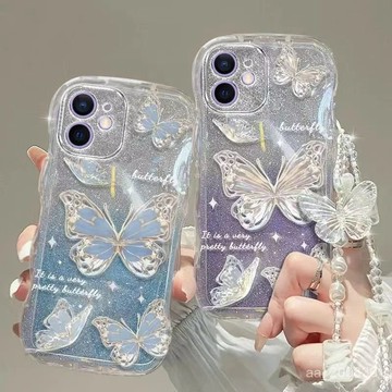✨限時下殺✨蝴蝶手機殻iPhone16蘋果15promax奢華14/13手鏈xr透明11小衆12/6s