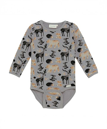 動物印花灰色長袖包屁衣80cm