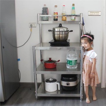 不銹鋼廚房置物架四層調料架微波爐放鍋多功能儲物收納分層貨架