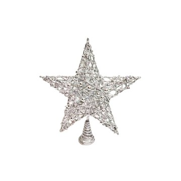 MODACore 摩達客 25公分珠珠鐵網立體樹頂星擺飾 聖誕樹裝飾  24 x 23 x 7cm  銀色  1件