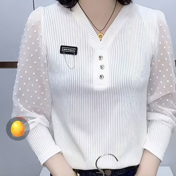 90kg爆款春秋新款秋衣女外穿上衣遮肉襯衫大碼T恤V領純色長袖打底衫