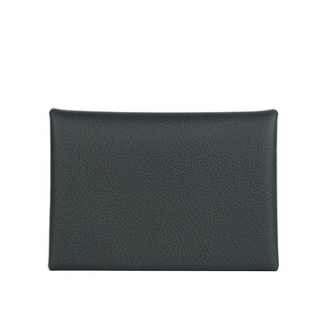 HERMES Calvi Duo Evercolor皮釦式卡片夾零錢包(新深海色)