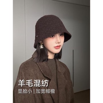 禿頭少女~2025新款針織毛線漁夫帽子女秋冬保暖簡約百搭開叉盆帽