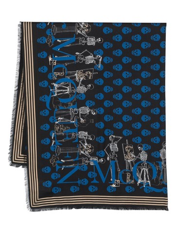 Alexander McQueen - skull-print scarf - men - Silk/Cotton - One Size - Black