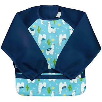 green sprouts 小綠芽 魔鬼氈雙面防水防食物掉落長袖圍兜 12-24M  沙漠羊駝  1件