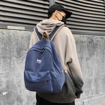 港風雙肩包男士大容量休閑帆布旅行包大學生高中書包電腦潮流背包