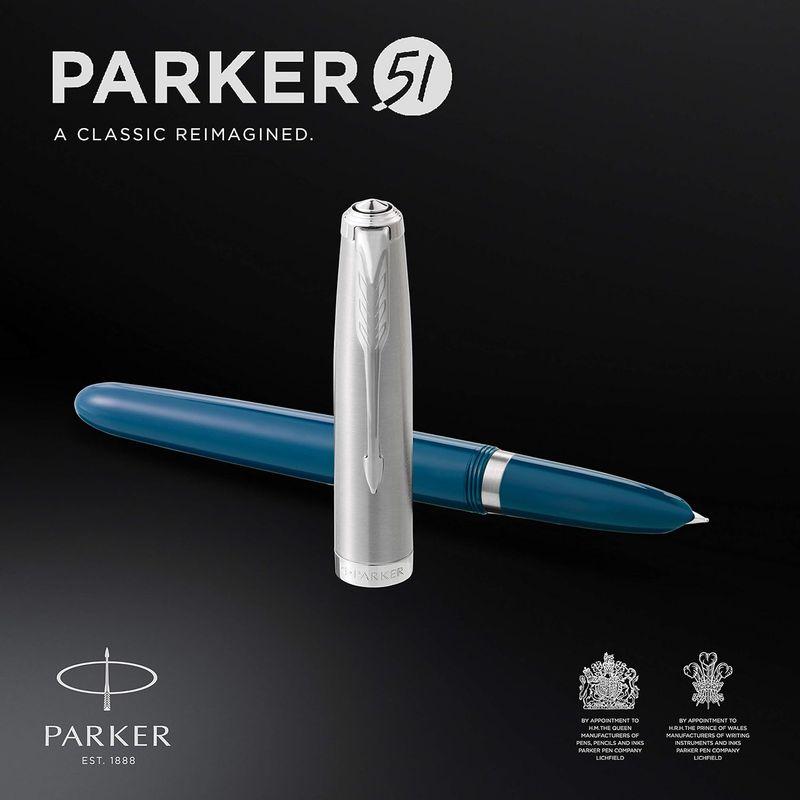 PARKER パーカー 万年筆 F 細字 51 ティールブルーCT 2123509 両用式 正規輸入品