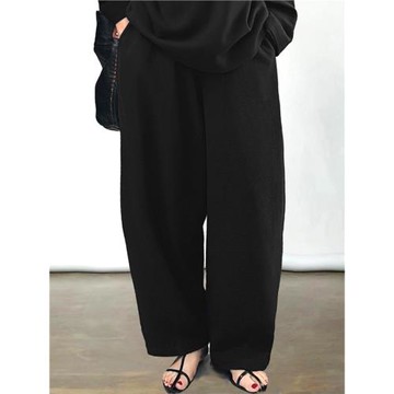 陳小滿原創設計美利奴羊毛寬松闊腿褲2025秋簡約休閑日系口袋長褲