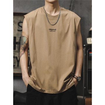 250G重磅運動背心男士夏季潮流外穿純棉坎肩美式寬松無袖t恤汗衫