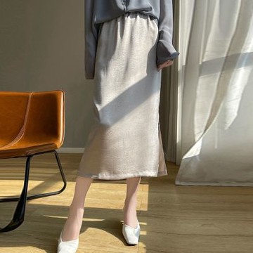 [巴黎精品] 現貨+預購 頂級法式絲質長裙緞面半身裙名媛絲綢冰絲涼感天絲-高腰女裙子2色a1gj39