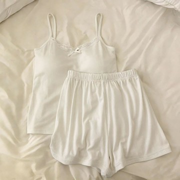 🚚臺灣出貨🚚冰絲睡衣2026女新款蕾絲吊帶背心帶胸墊夏季涼感睡衣套裝家居服