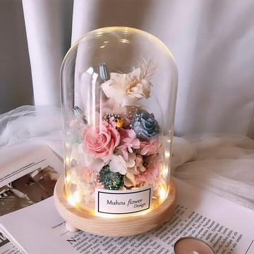 玻璃罩永生花 客製化刻字  客製化禮物 情人節禮盒