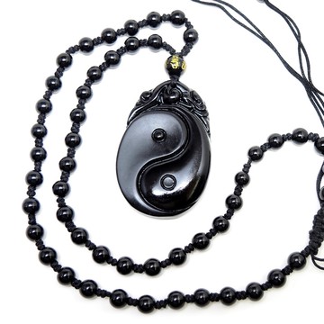【吉祥開運坊】【辟邪 保平安黑曜石太極項鍊 珠鍊】開光 擇日