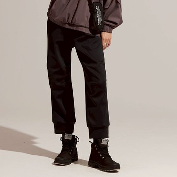 REBOOT動能-棉柔繭型縮口八分褲-烏黑