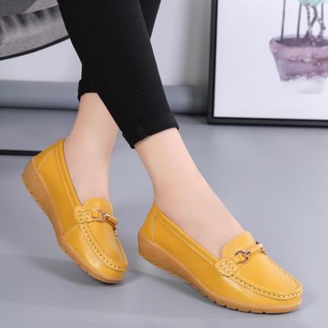 厚底春秋款坡跟女式休閑皮面