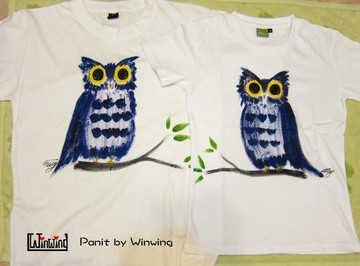 貓頭鷹伴侶(兩件組)-Winwing手繪衣<免運費>