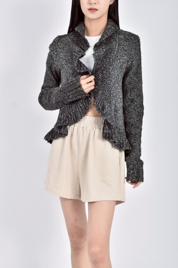 (M) tab針織造型黑色罩衫